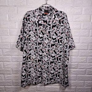 C-TWO Mens 2XL Button Front Shirt Poker Cards Pin Up Girls Lounge Bowling ZB